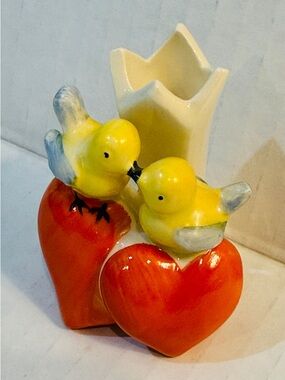 VTG Goebel Heart Lovebirds Vase Toothpick Holder